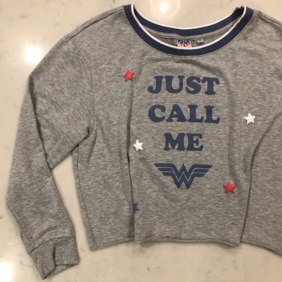 Junk Food Just Call Me Wonder Woman Sweatshirt Heather Gray Size XL - Picture 3 of 8
